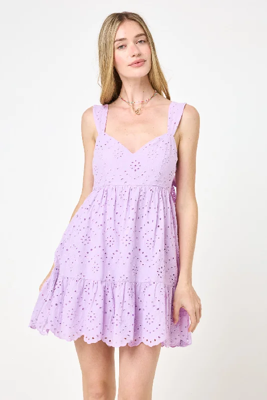 Orchid Bloom Eyelet Ruffle Dress