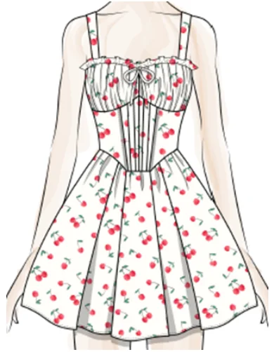 White Red Floral Bow Corset Dress