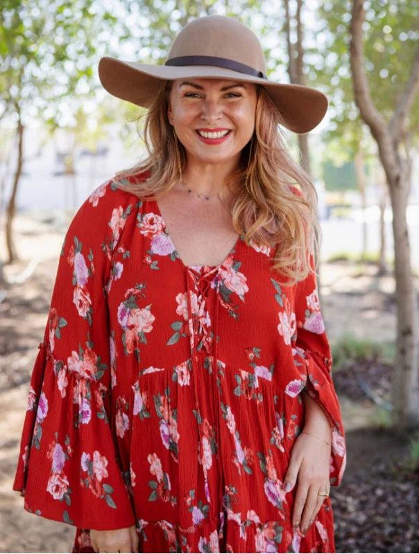 Red cheesecloth oversized dress