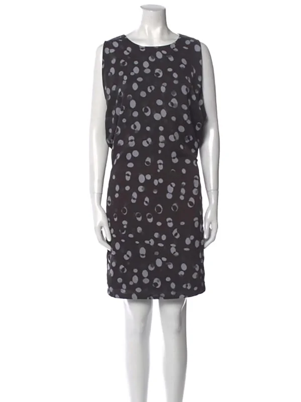 vince. Size L (14) Black & Gray Abstract Dots Dress