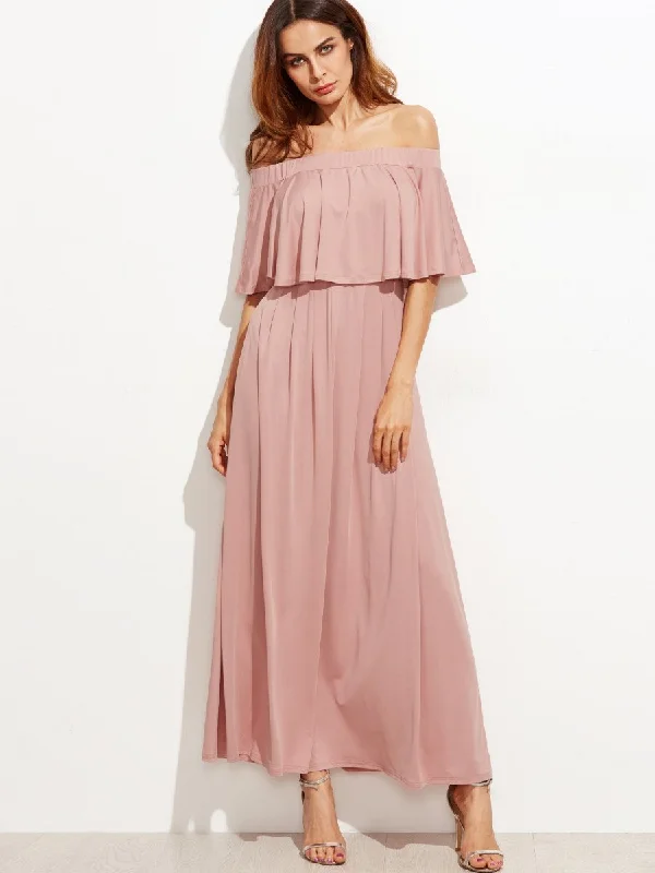 Flounce Layered Neckline Dress