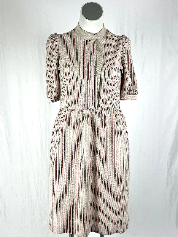 Vintage Lady Carol Size 14 Cream Multi Stripe Dress