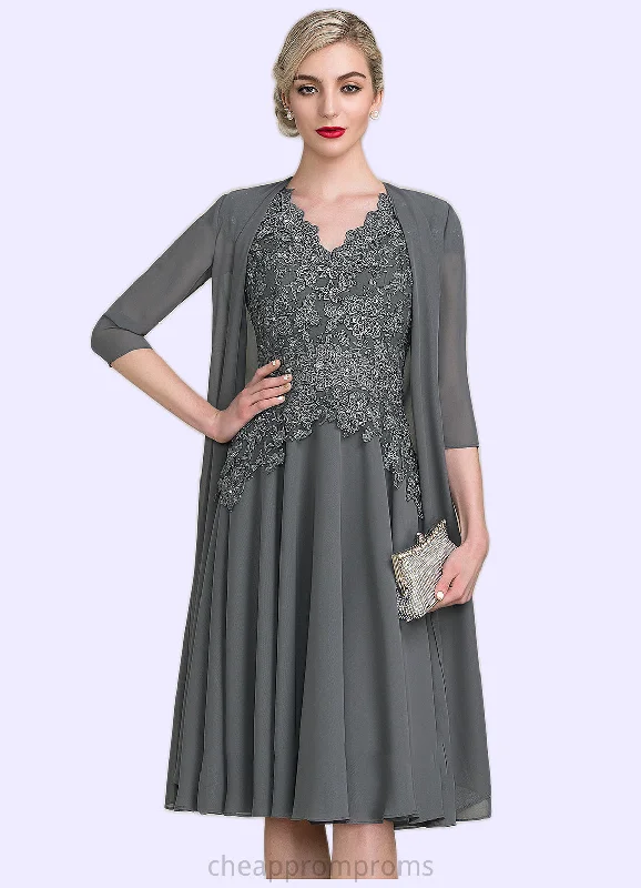 Jill A-Line V-neck Knee-Length Mother of the Bride Dress With Beading STI126P0014965 Jill A-Line V-neck Knee-Length Mother of the Bride Dress With Beading STI126P0014965