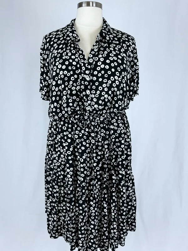 eloquii Size 28 Black & White Circles Dress