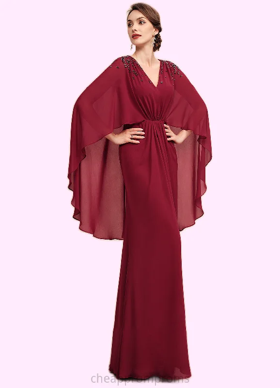 Isabela A-Line V-neck Floor-Length Chiffon Mother of the Bride Dress With Ruffle Beading Sequins STI126P0014833 Isabela A-Line V-neck Floor-Length Chiffon Mother of the Bride Dress With Ruffle Beading Sequins STI126P0014833