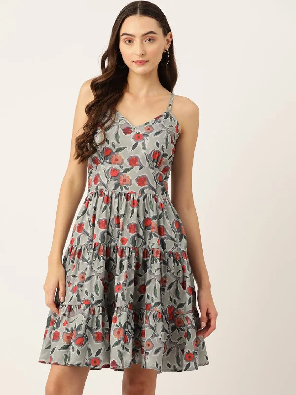 Rue Collection Floral Print Crepe Fit & Flare Dress