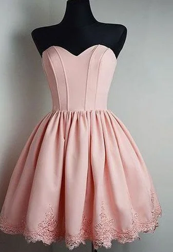 Strapless Sweetheart Short Pink Homecoming Dress cg3045