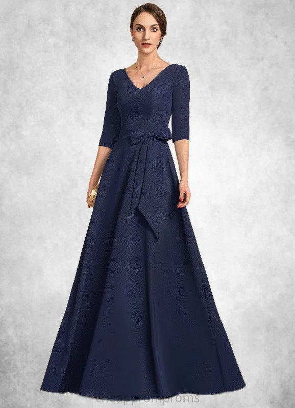 Zara A-Line V-neck Floor-Length Stretch Crepe Mother of the Bride Dress With Bow(s) STI126P0014831 Zara A-Line V-neck Floor-Length Stretch Crepe Mother of the Bride Dress With Bow(s) STI126P0014831