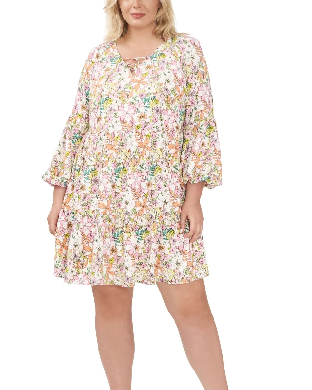 Emily Balloon Sleeve Tiered Dress | SWEET PINK