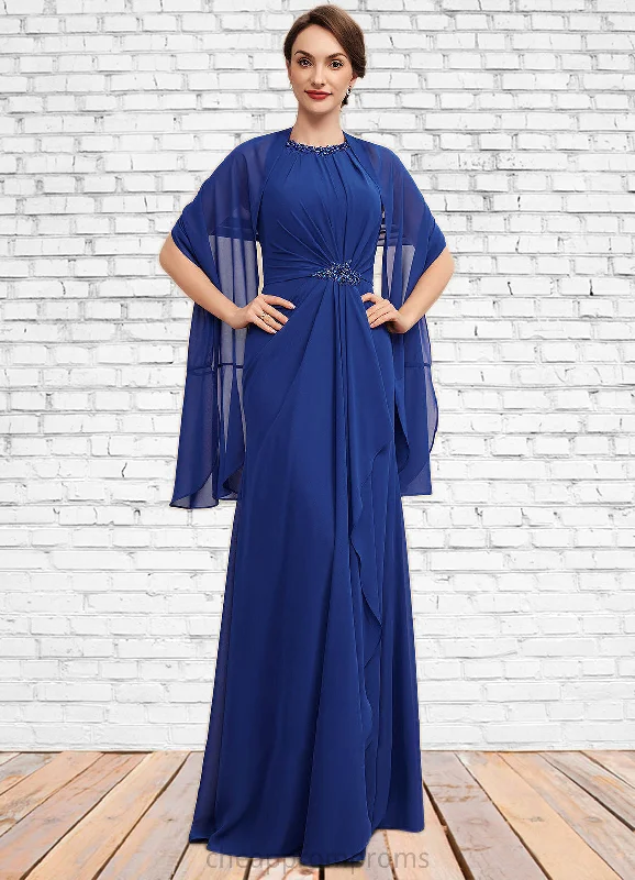 Ariel A-Line Scoop Neck Floor-Length Chiffon Mother of the Bride Dress With Beading Cascading Ruffles STI126P0014781 Ariel A-Line Scoop Neck Floor-Length Chiffon Mother of the Bride Dress With Beading Cascading Ruffles STI126P0014781