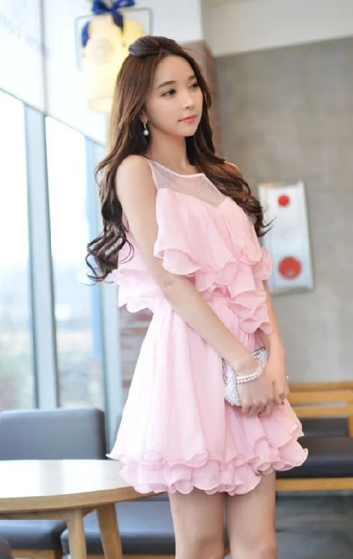 A-line Pink Juniors' Dresses,Pink Sleeveless Ruffle Designer homecoming Dress cg3617 A-line Pink Juniors' Dresses,Pink Sleeveless Ruffle Designer homecoming Dress cg3617