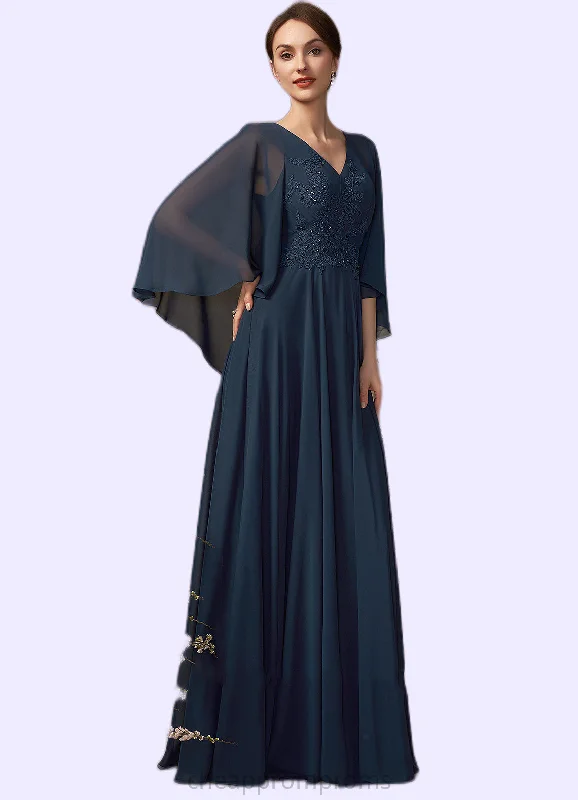 Eliana A-Line V-neck Floor-Length Chiffon Lace Mother of the Bride Dress With Beading Sequins STI126P0014849 Eliana A-Line V-neck Floor-Length Chiffon Lace Mother of the Bride Dress With Beading Sequins STI126P0014849