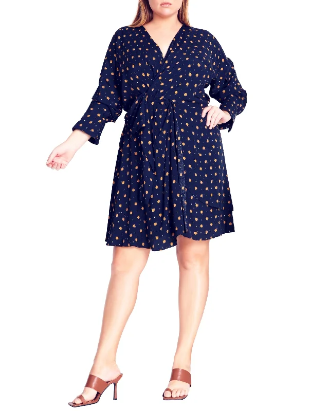 Nyla Twist Front Dress | Navy / Gold