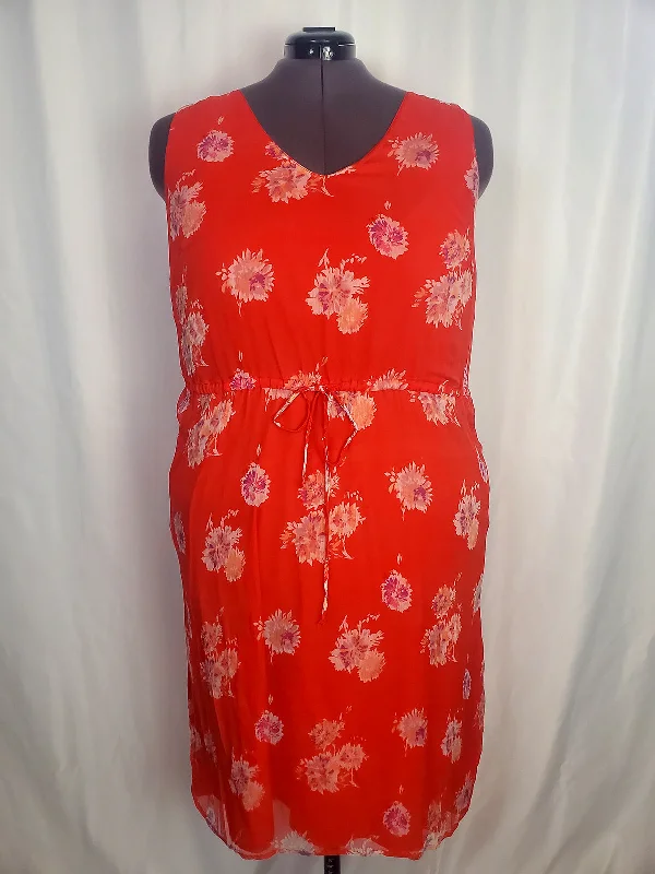 Lucky Brand Size 2X Red Floral Dress