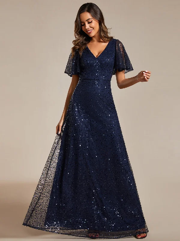 Red Sequin Evening Dress
