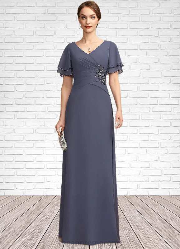 Abbey A-Line V-neck Floor-Length Chiffon Mother of the Bride Dress With Ruffle Beading STI126P0014737 Abbey A-Line V-neck Floor-Length Chiffon Mother of the Bride Dress With Ruffle Beading STI126P0014737