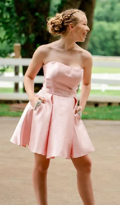 strapless short homecoming dresses, simple homecoming dresses with pockets, pink formal dresses for teens cg3337 strapless short homecoming dresses, simple homecoming dresses with pockets, pink formal dresses for teens cg3337
