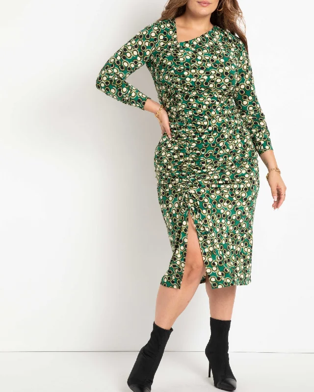 Phoebe Ruched Dress With Slit | Game Piece