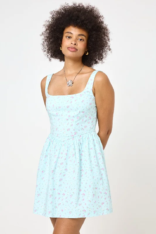 Green Floral Corset A-line Dress