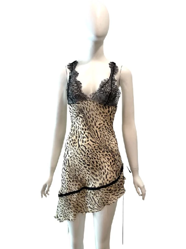Cavalli mini silk slip dress lace