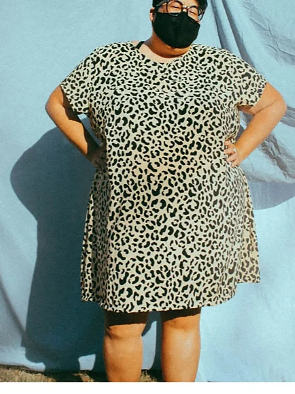 Copper Union Size 5 (28/30) Cream & Black Cheetah Dress