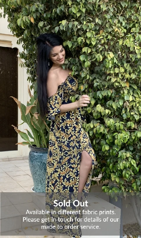 Maxi tube dress with frill sleeves