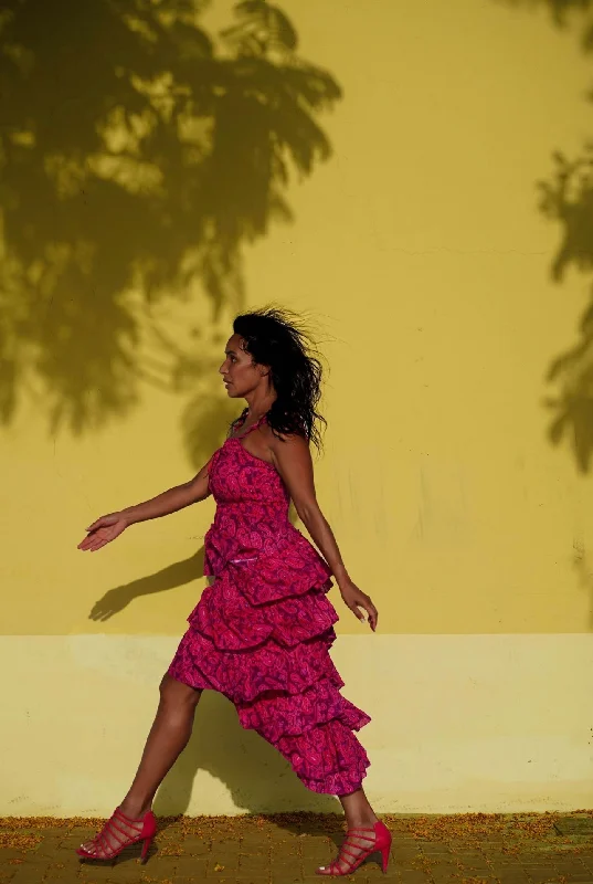 Pink paisley peacock dress