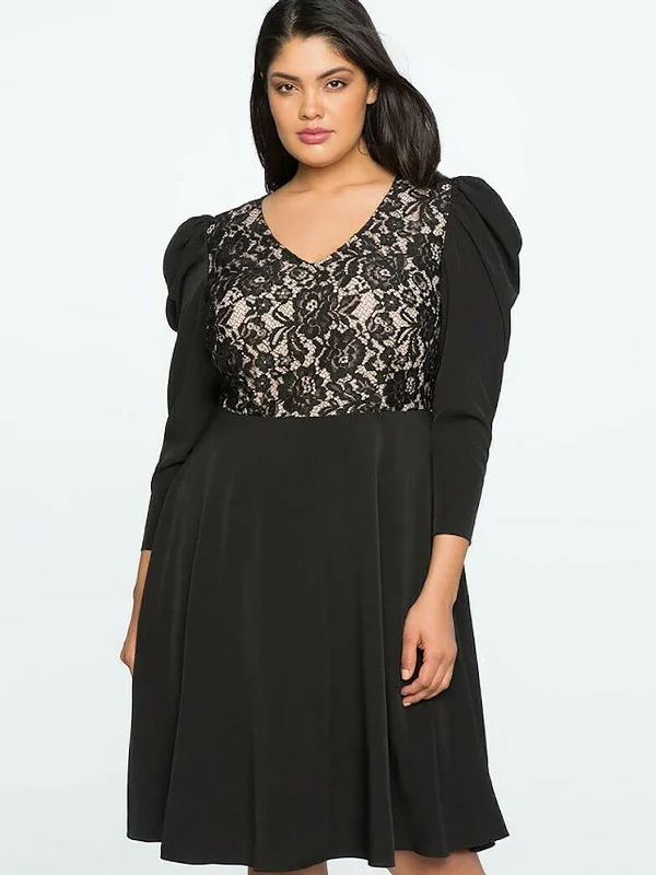 eloquii Size 16 Black & Beige Lace Dress