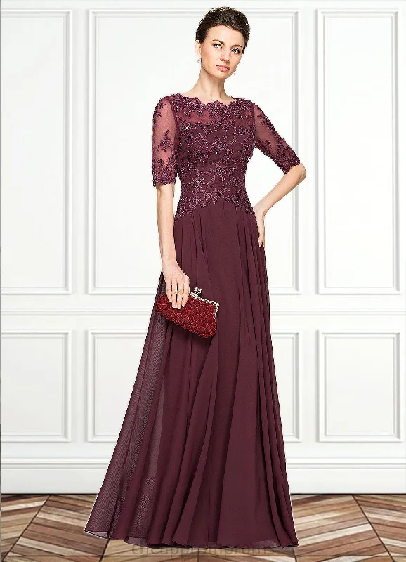 Violet A-Line Scoop Neck Floor-Length Chiffon Lace Mother of the Bride Dress With Beading Sequins STI126P0014810 Violet A-Line Scoop Neck Floor-Length Chiffon Lace Mother of the Bride Dress With Beading Sequins STI126P0014810