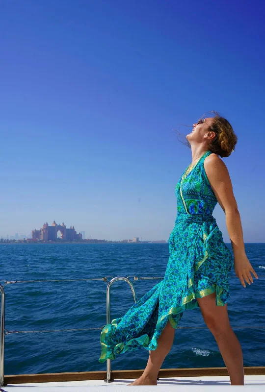 Jasmine dress in blue & gold