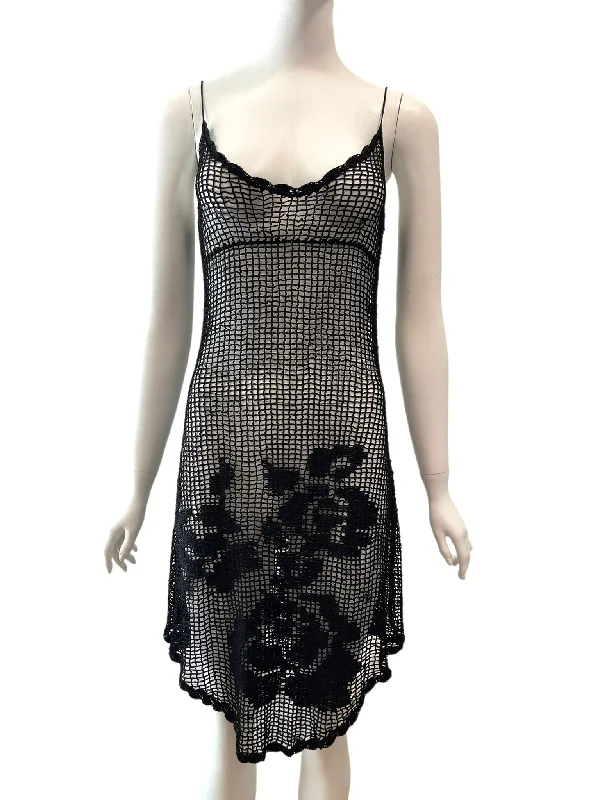 F/W 1997 Dolce & Gabbana Runway Sheer Black Knit Dress