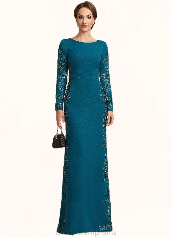 Lainey Sheath/Column Scoop Neck Floor-Length Stretch Crepe Mother of the Bride Dress With Appliques Lace STI126P0014822 Lainey Sheath/Column Scoop Neck Floor-Length Stretch Crepe Mother of the Bride Dress With Appliques Lace STI126P0014822