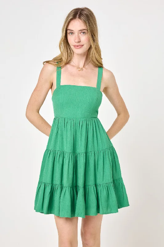 Green Tie Back Woven Dress