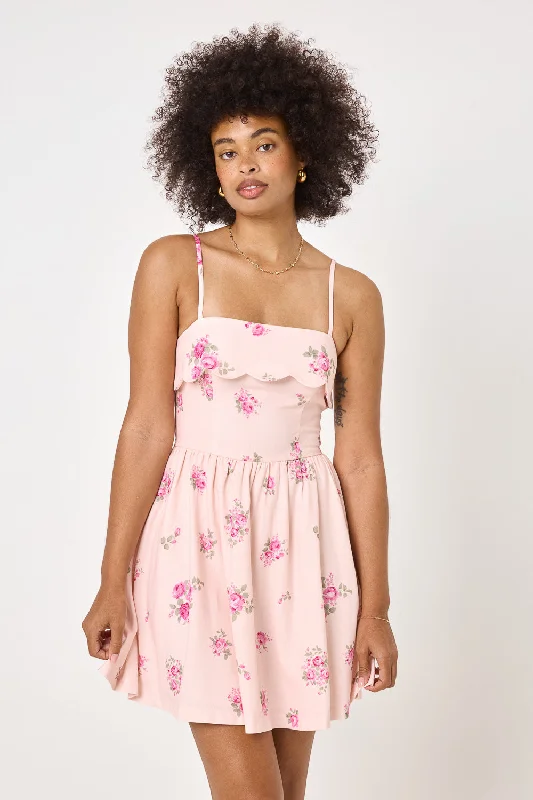 Pink Floral Scallop Dress