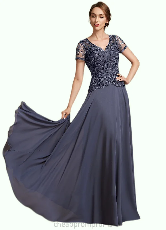 Harley A-Line V-neck Floor-Length Chiffon Lace Mother of the Bride Dress With Sequins STI126P0014964 Harley A-Line V-neck Floor-Length Chiffon Lace Mother of the Bride Dress With Sequins STI126P0014964