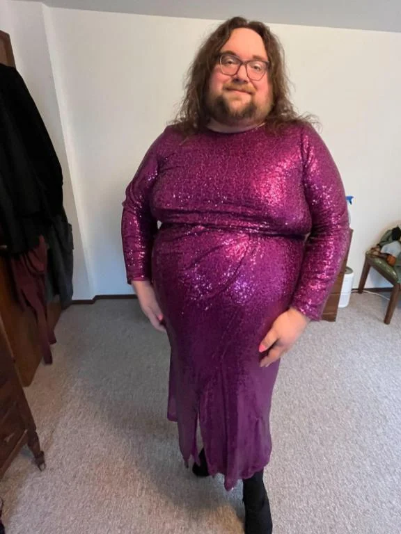 eloquii Size 28 Magenta Sequined Evening Dress