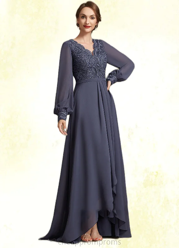 Ellie A-Line V-neck Asymmetrical Chiffon Lace Mother of the Bride Dress STI126P0014809 Ellie A-Line V-neck Asymmetrical Chiffon Lace Mother of the Bride Dress STI126P0014809
