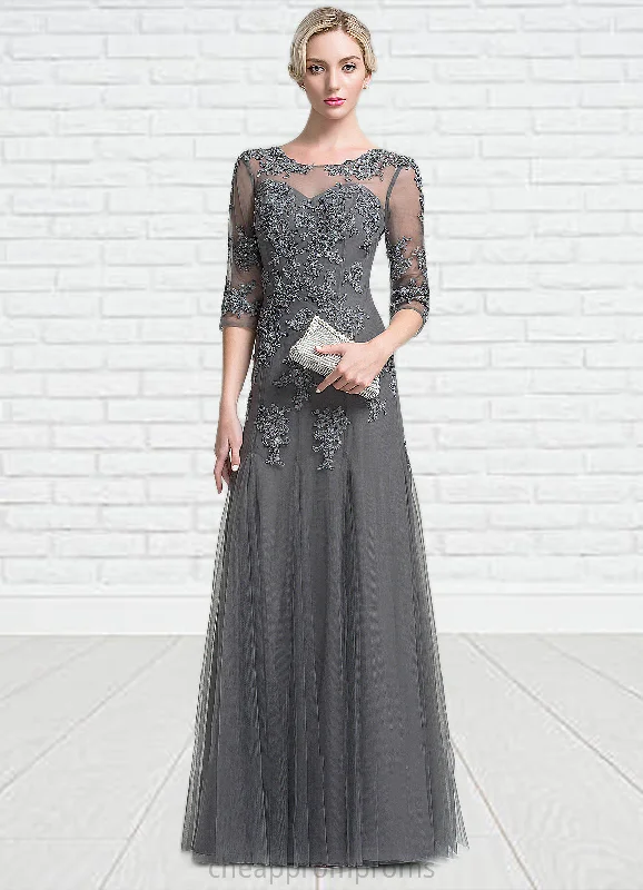 Tiffany A-Line/Princess Scoop Neck Floor-Length Tulle Mother of the Bride Dress With Beading Sequins STI126P0014782 Tiffany A-Line/Princess Scoop Neck Floor-Length Tulle Mother of the Bride Dress With Beading Sequins STI126P0014782
