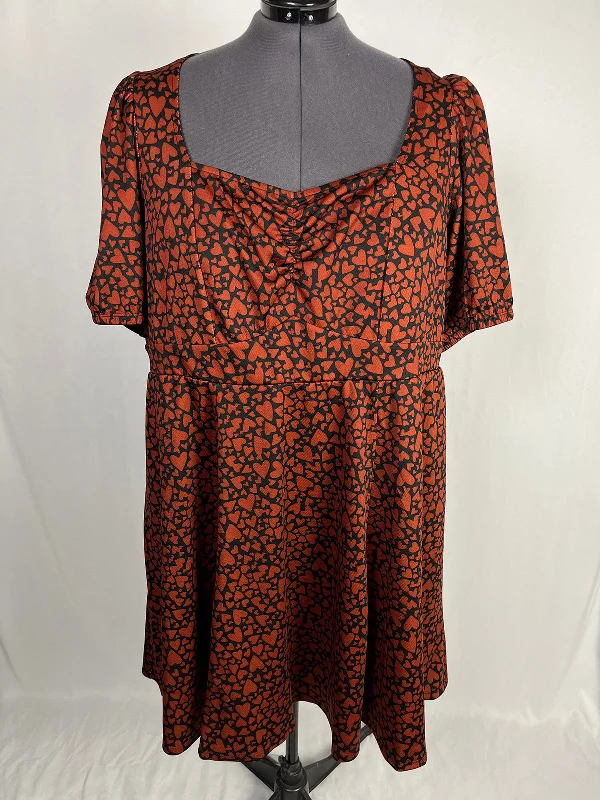 Torrid Size 5X (28) Black & Rust Hearts Dress NWT