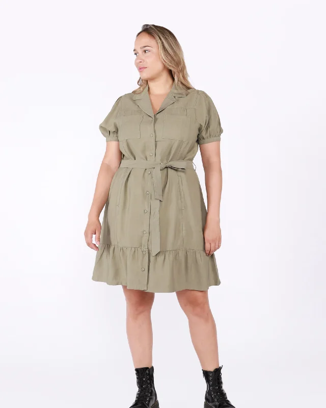 Lilyana Button Front Dress | Forest Green