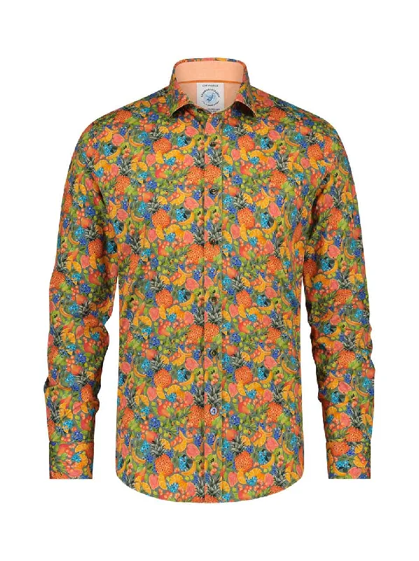 A Fish Named Fred - Green Fruit Forest Shirt Comfortable Loose Short Sleeve