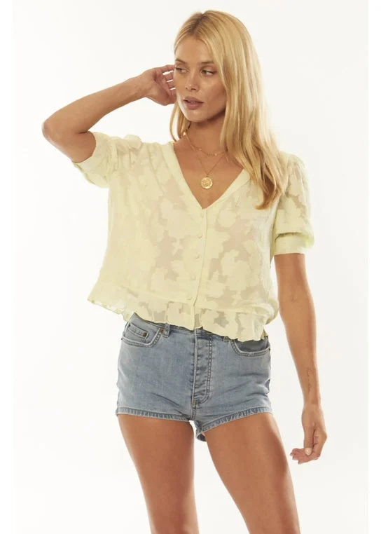 Amuse Ireland Woven Shirt-Honeydew Casual Short Sleeve Top