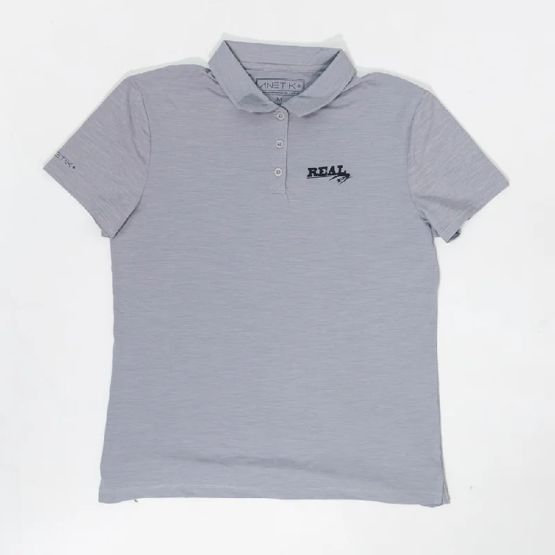 Anetik Wmn's Breeze Tech Polo Shirt-Alloy Heathered Cozy Summer Short Shirt