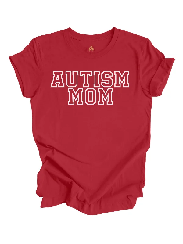 Autism Mom Shirt - Red Classic V-Neck Short Shirt