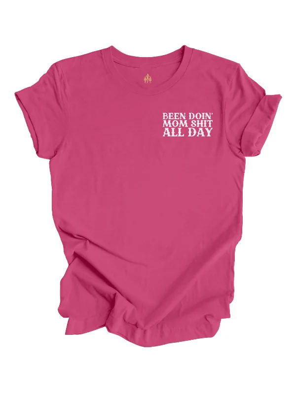 Been Doin' Mom Sh*t All Day Motherhood Shirt - Berry Pink Trendy Short Sleeve Tunic