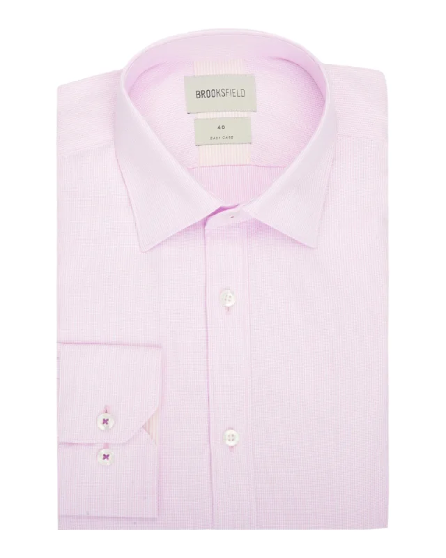 Brooksfield - Textured Plain Shirt - Lilac Casual Loose Short Sleeve