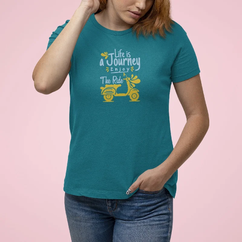 LIFE IS A JOURNEY -  PRINTED TSHIRT - TEAL Trendy Summer Short Sleeve