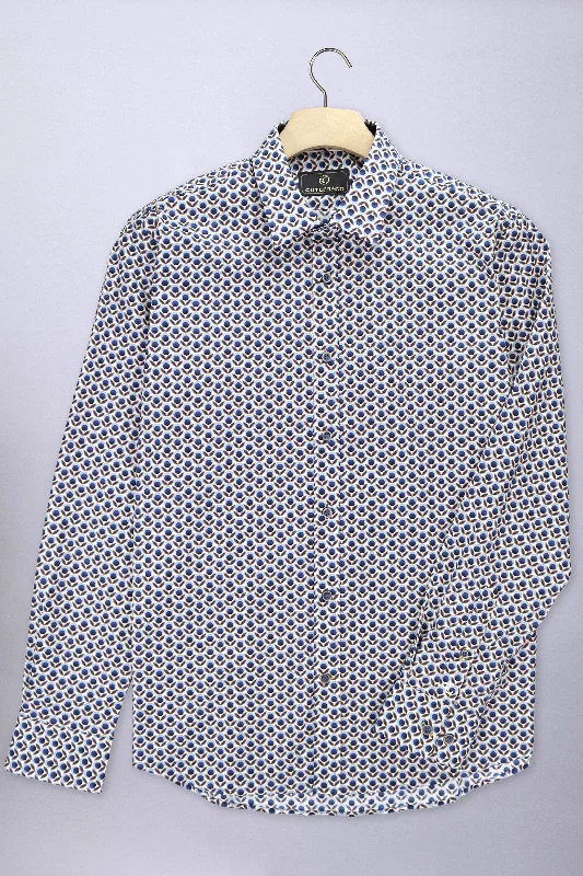 Cutler & Co - Blake Shirt - Cornflower Print Comfortable Short Sleeve Blouse