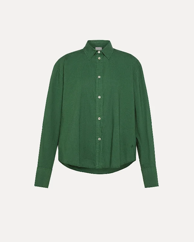 ESSENTIAL SHIRT / MALACHITE Fashionable Button-Front Short Sleeve