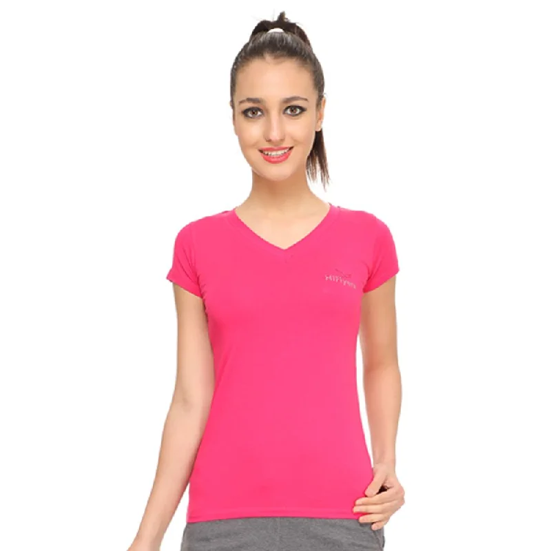 HiFlyers Womens T Shirt Fuschia Relaxed Fit Short Shirt